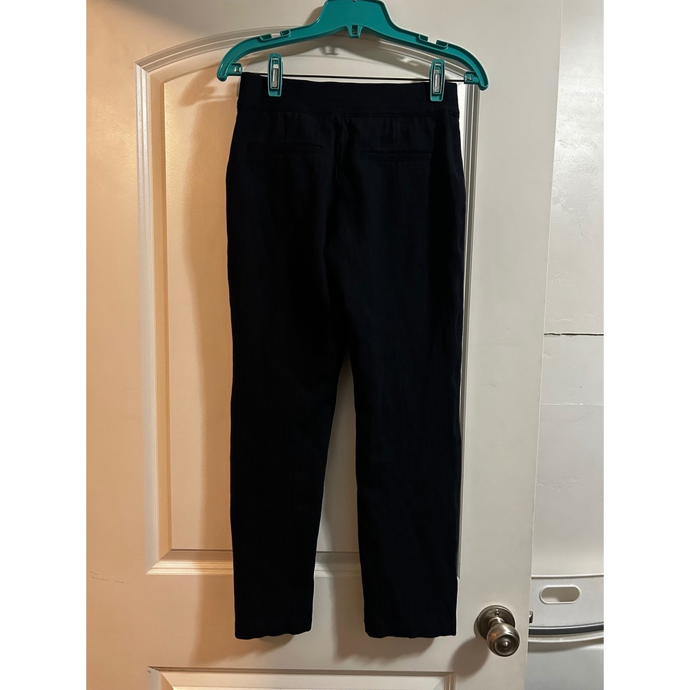 Spanx The Perfect Pant Navy Blue Pinstripe Slim Leg Pull On Trousers Small